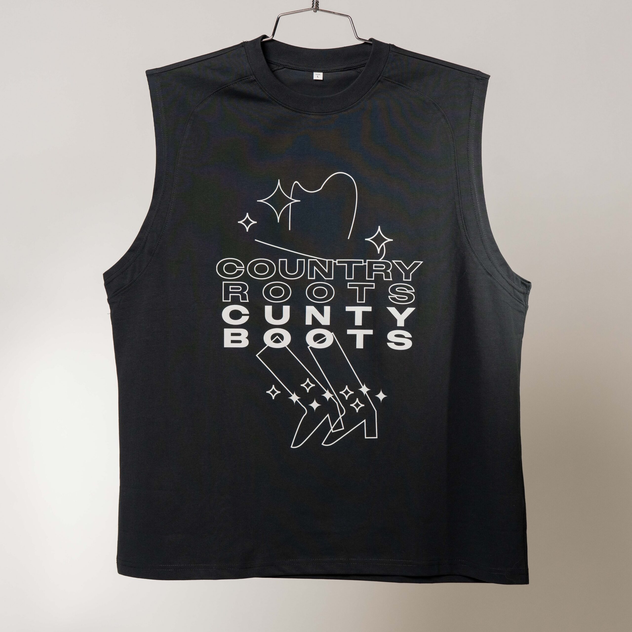 Country Roots Cunty Boots Cut Off Crop Tee – Black
